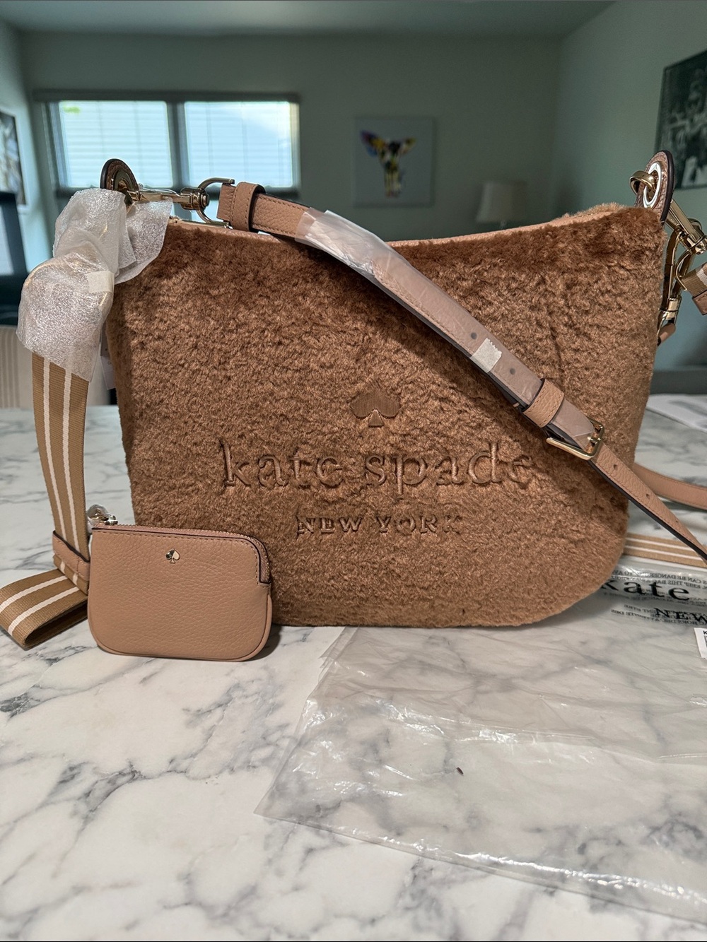 kate spade Faux-Shearling crossbody or shoulder bag new with tags